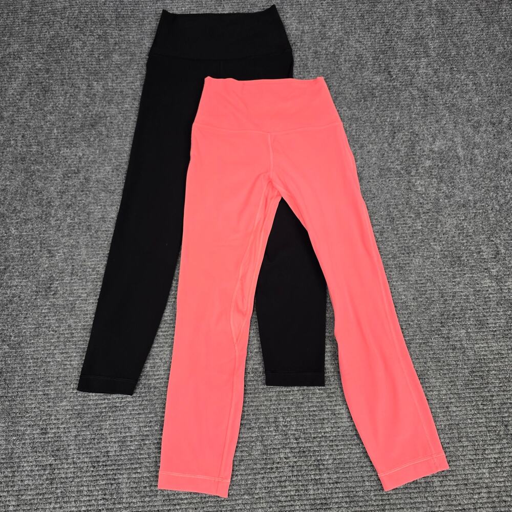 Lululemon Align High Rise Leggings Lot 2 Womens 4 Black 25" Pink 23" Nulu